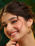 Ruby Raang Finest Gold Kundan Earrings With A Maang Tikka | Grocsy