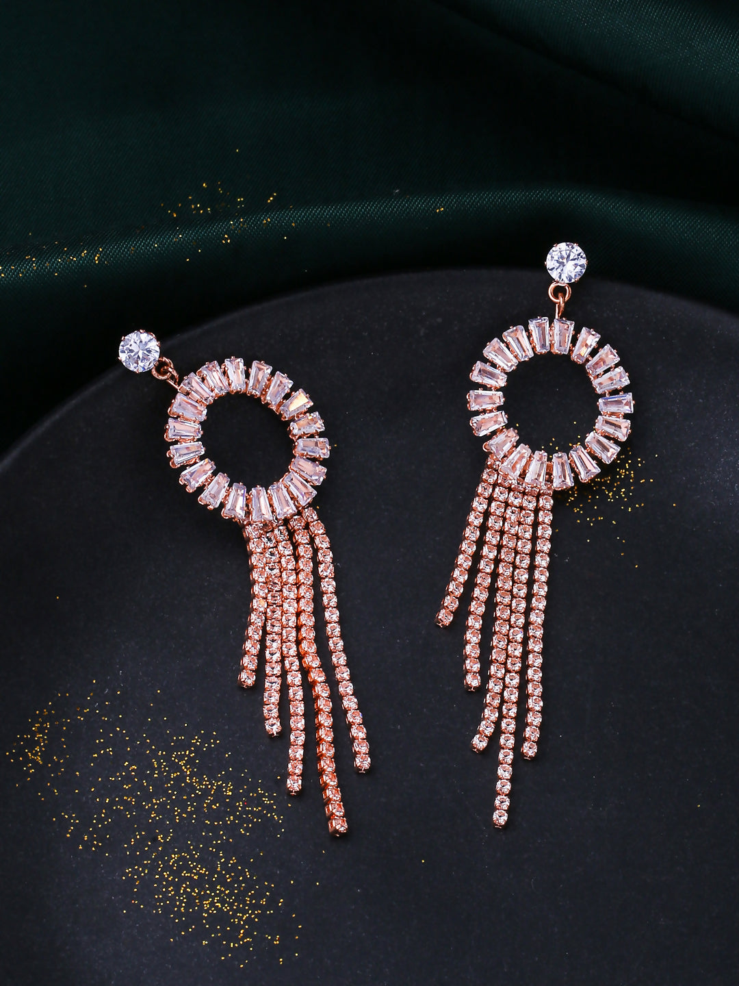 NVR Women Gold Toned Contemporary Drop Earrings | Grocsy