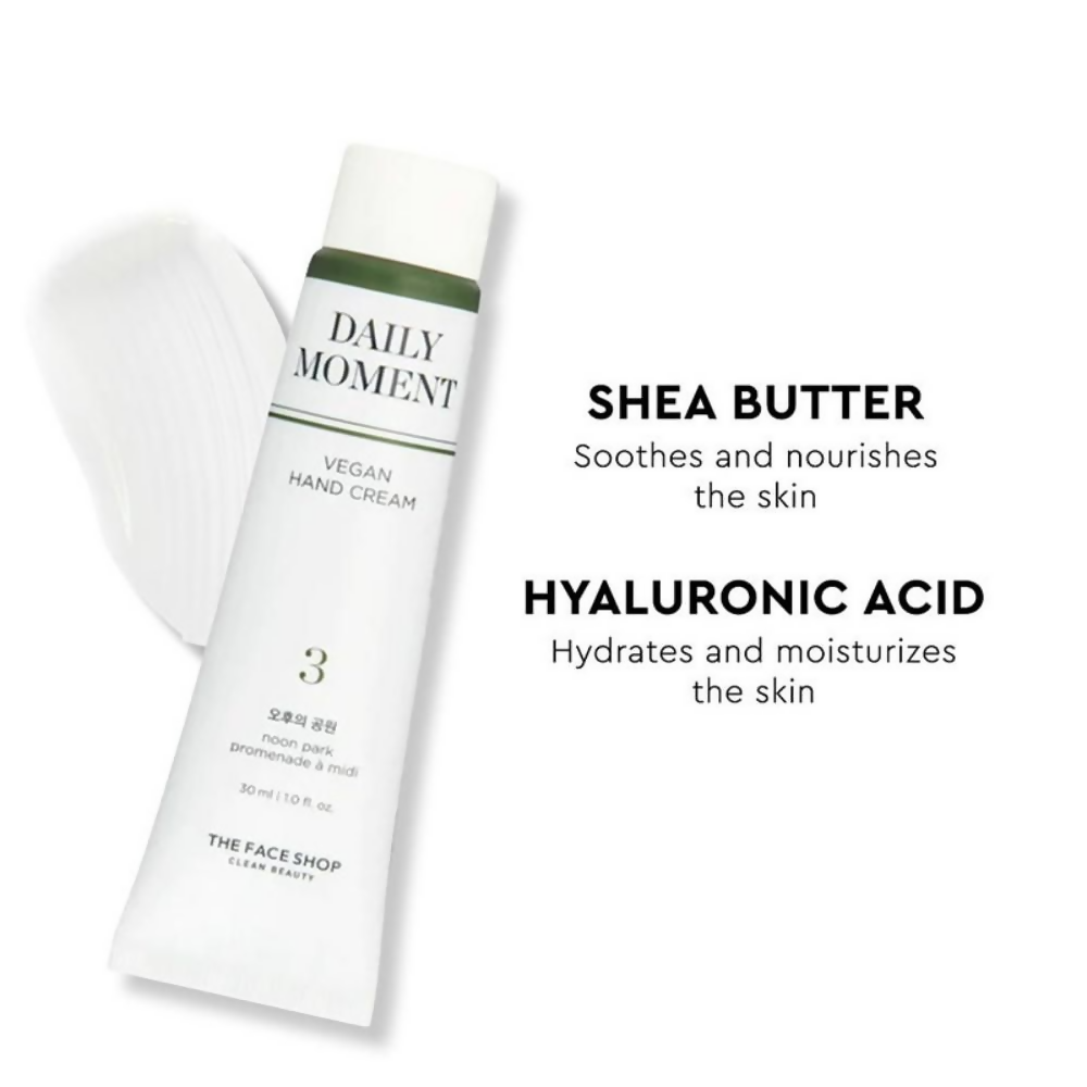 The Face Shop Non-Greasy Vegan Hand Cream - Noon Park With Hyaluronic Acid | Grocsy