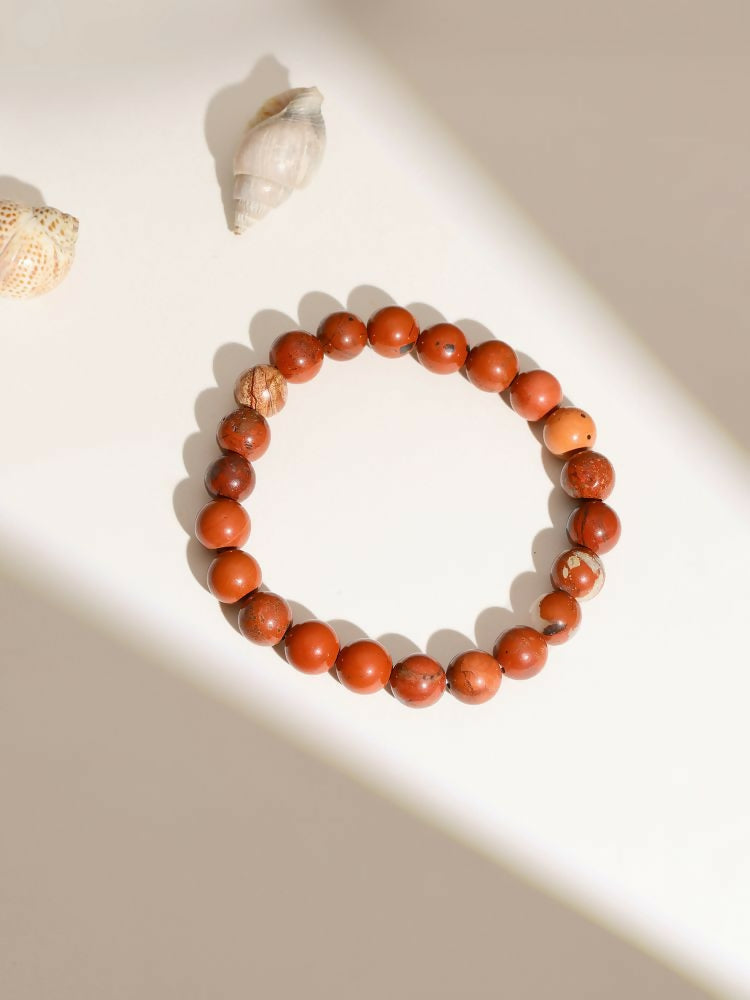 Red Jasper Elastic Bracelet - Ruby Raang | Grocsy