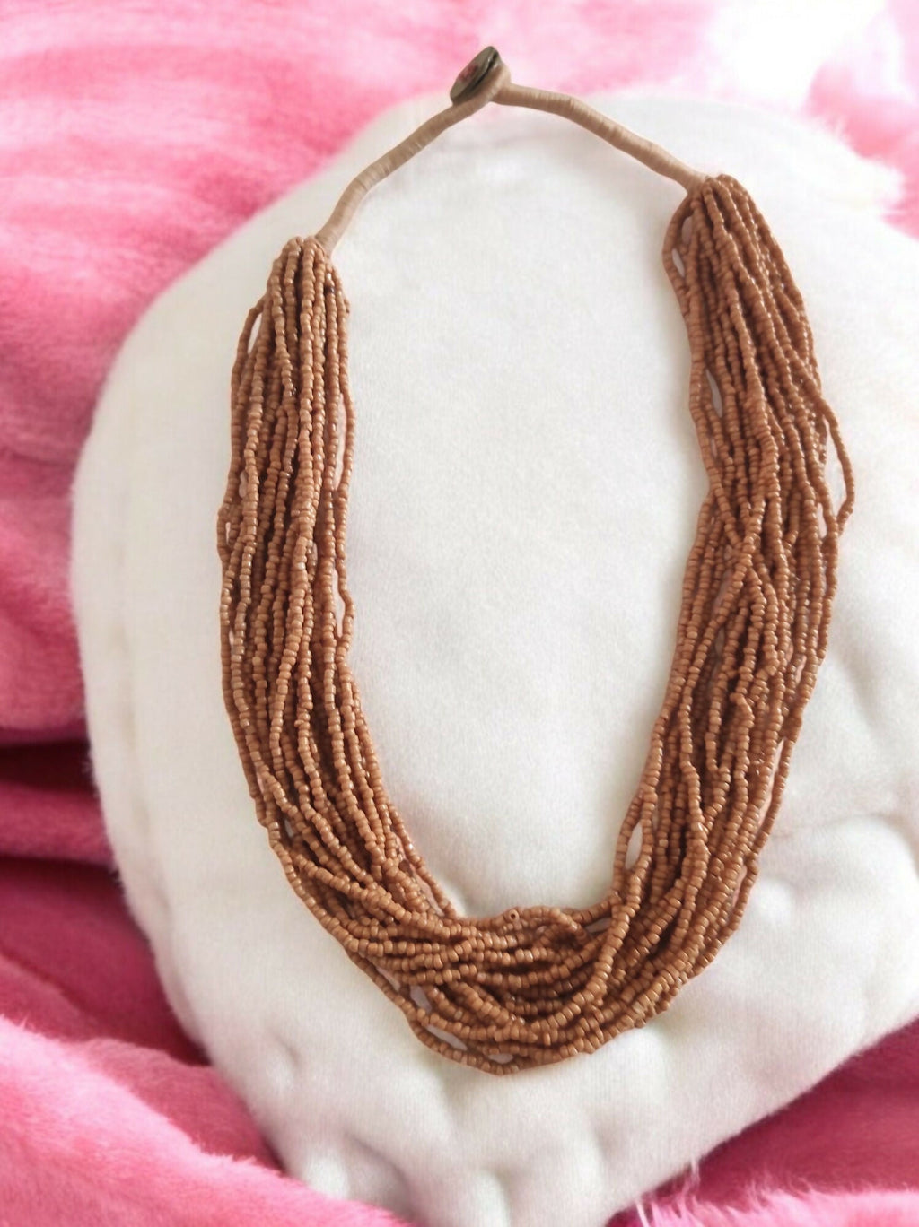 Inhanns Handmade Beaded Multilayer Necklace, 20 Layers - Sandalwood | Grocsy