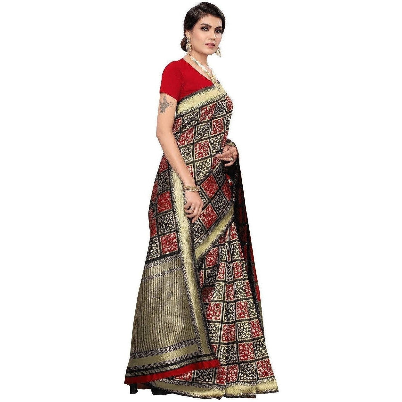 Vamika Banarasi Jaquard Black Weaving Saree (Banarasi 20) | Grocsy