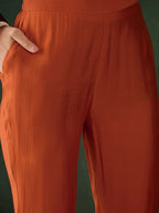 Sangria Embroidered A-Line Kurta & Trousers With Dupatta | Grocsy