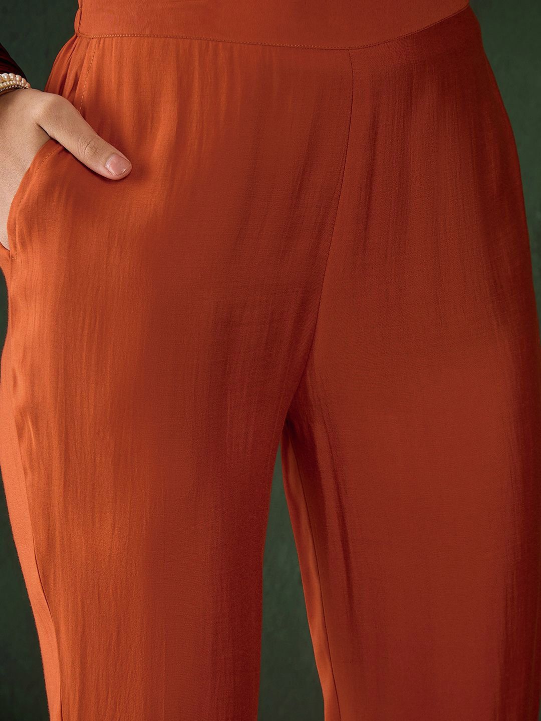 Sangria Embroidered A-Line Kurta & Trousers With Dupatta | Grocsy