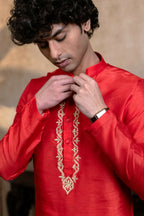 Falling Raw Silk Red Padma Gopala By Hilo Design | Grocsy