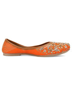 Desi Colour Women Indian Ethnic Footwear-Orange Dabka | Grocsy