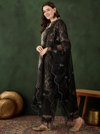 Sangria Printed Straight Kurta, Trouser & Dupatta Set | Grocsy