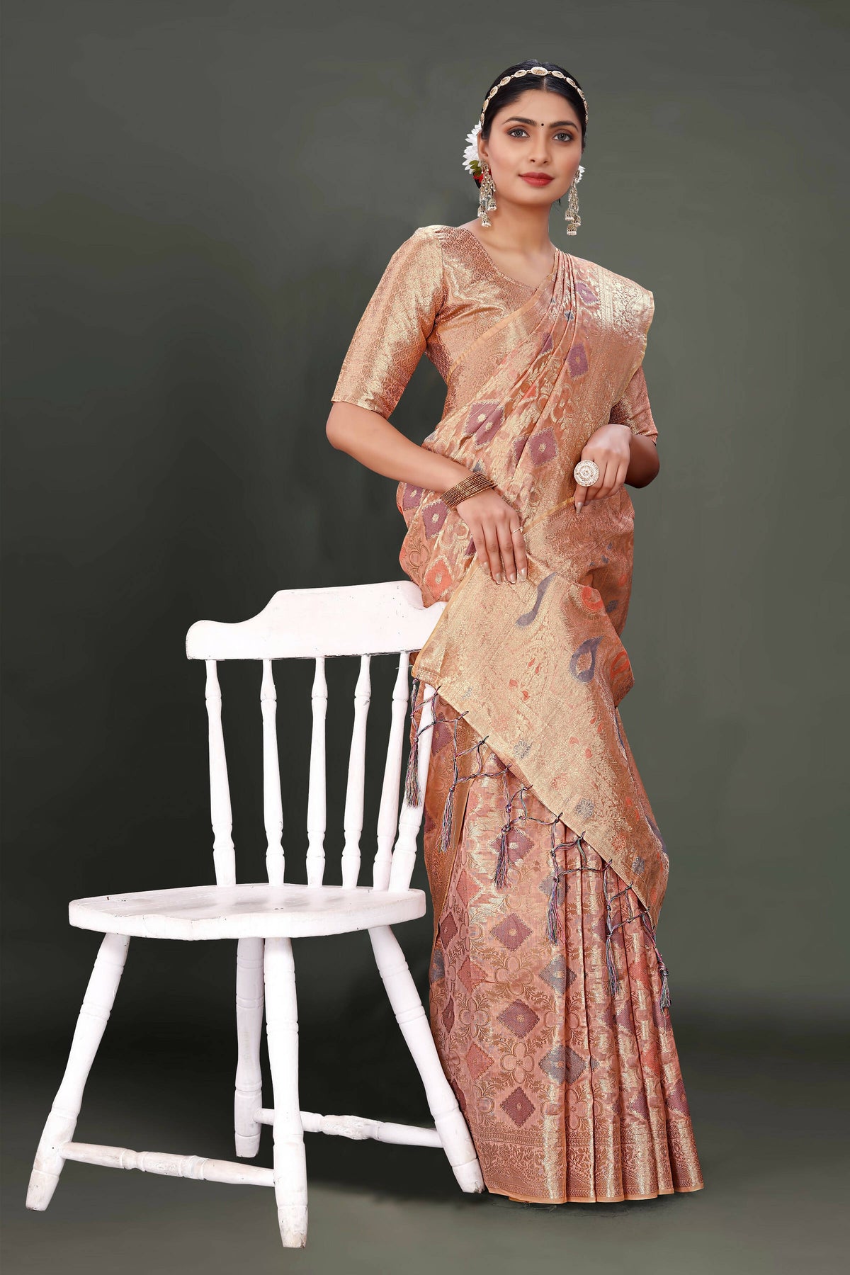 Pink Soft Organza Woven Design Saree With Unstitched Blouse Piece - Zaara | Grocsy