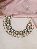 Dual Tone Kundan Neckpiece (silver) - Ruby Raang | Grocsy