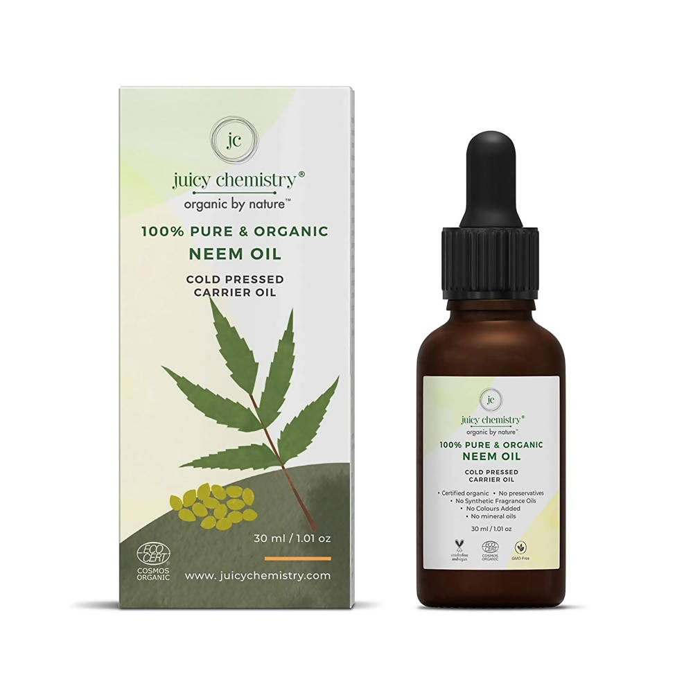 Juicy Chemistry Pure & Organic Neem Oil For Cold Pressed Carrier Oil | Grocsy