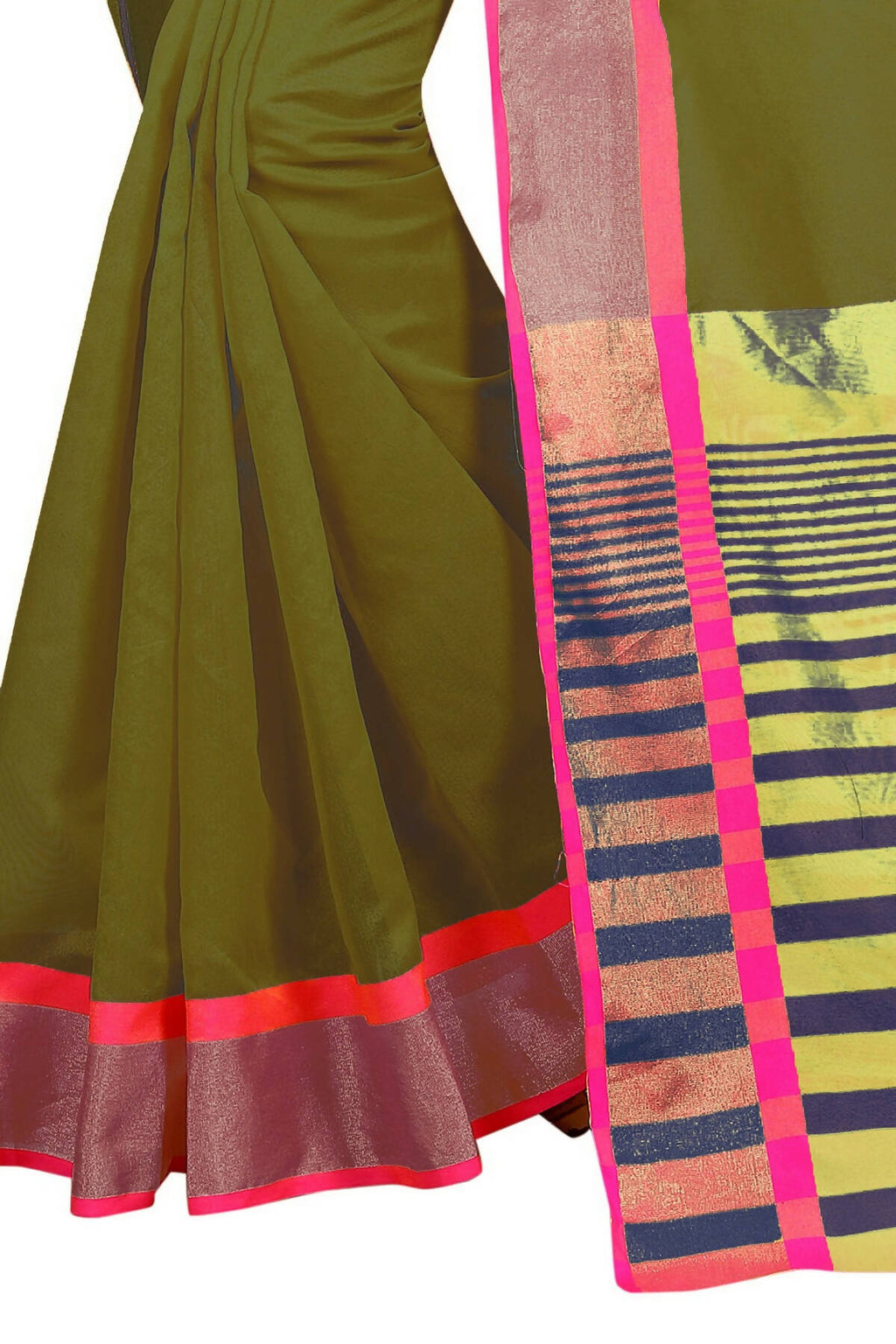 Vamika Weaving Green Cotton Silk Saree (MASTANI WEAVING GREEN) | Grocsy