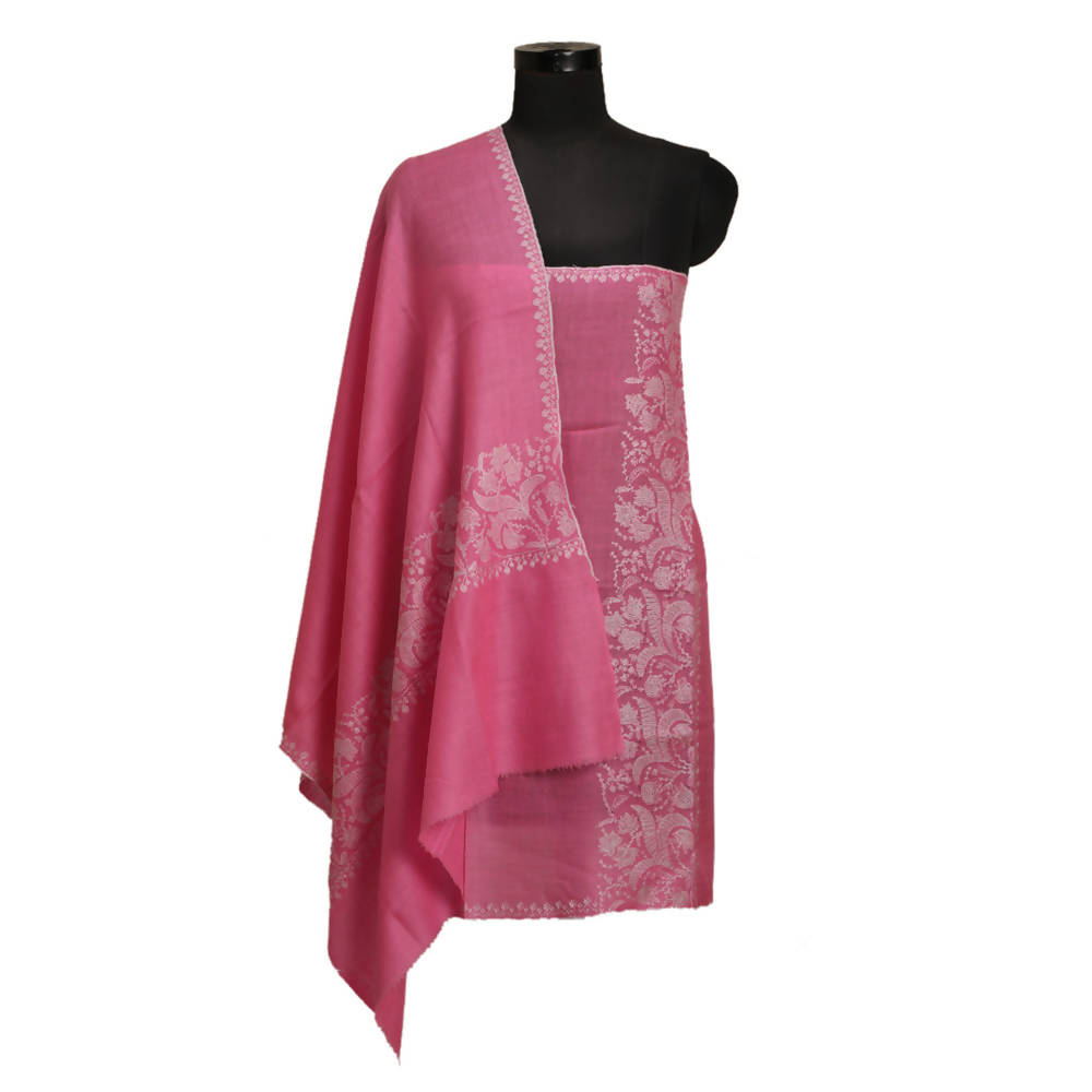 Nizalia Handmade Paper Mache Soozni Work Pink Pashmina - Limited Time Offer | Grocsy