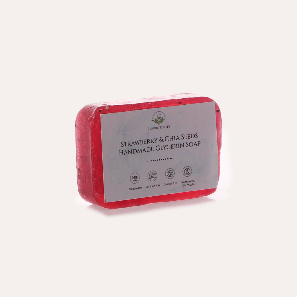 PrakritPurity Strawberry & Chia Seeds Handmade Glycerin Soap | Grocsy