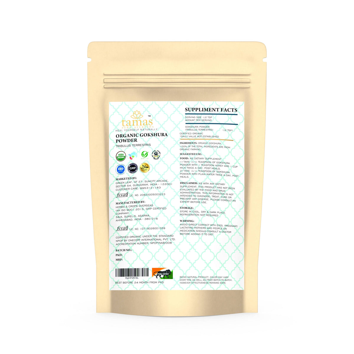 Tamas Pure Ayurveda Superfood Organic Gokshura Powder | Grocsy