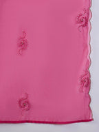 The52 Women's Beautiful Embroidery Work Vichitra Fabric A-line Kurta Pant and Dupatta Set-Pink | Grocsy