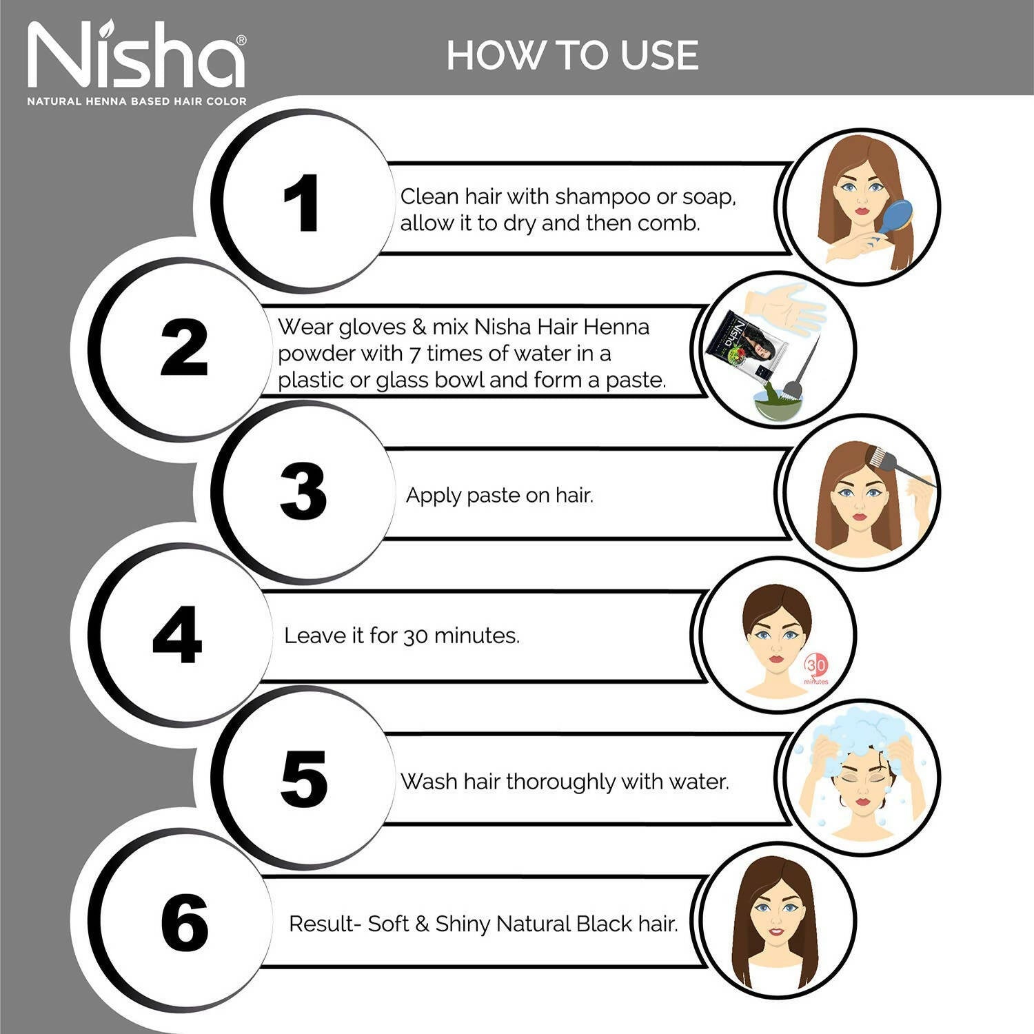 Nisha Henna Based Hair Color Natural Black | Grocsy