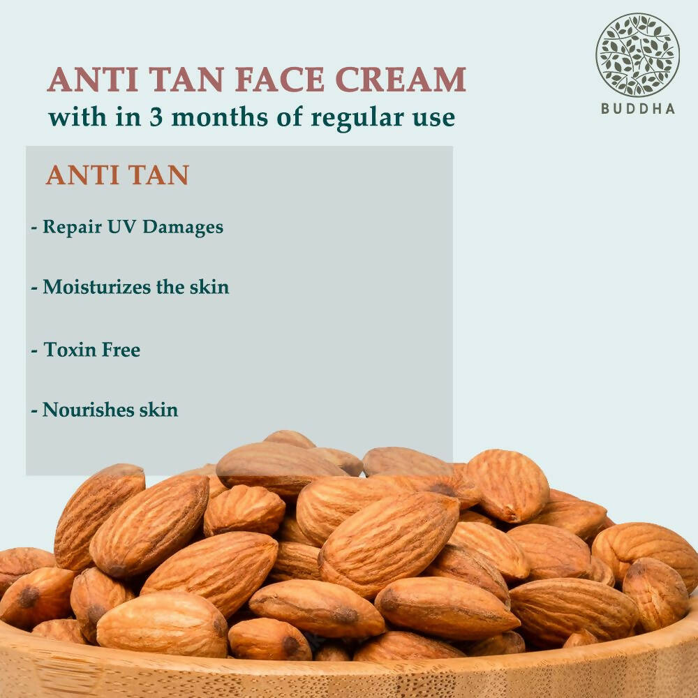 Buddha Natural Anti Tan Face Cream - For Skin Glow, Removing Tan & Dark Spots | Grocsy