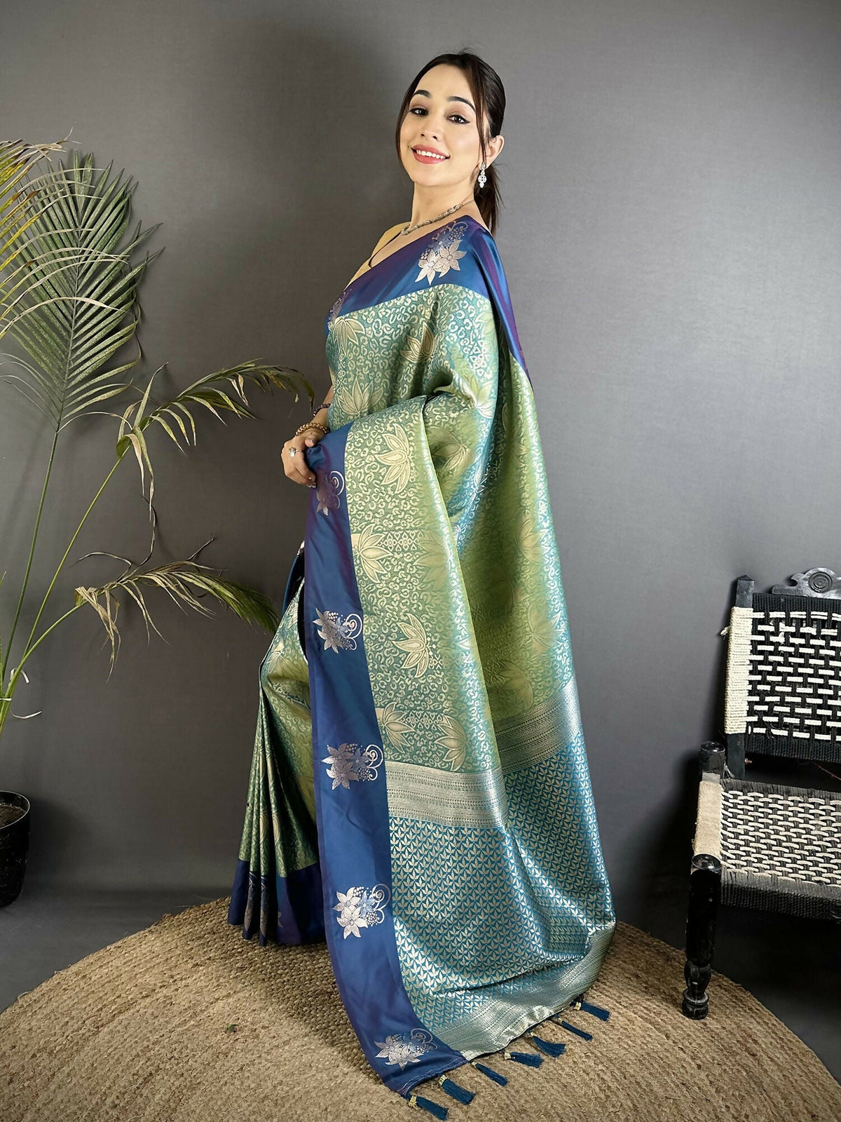 Joban Fashion Pista Green Intricate Zari Weaving Soft Silk Dharmavaram Saree | Grocsy