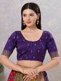 Joban Fashion Women Silk Brinjal Stitched Blouse | Grocsy