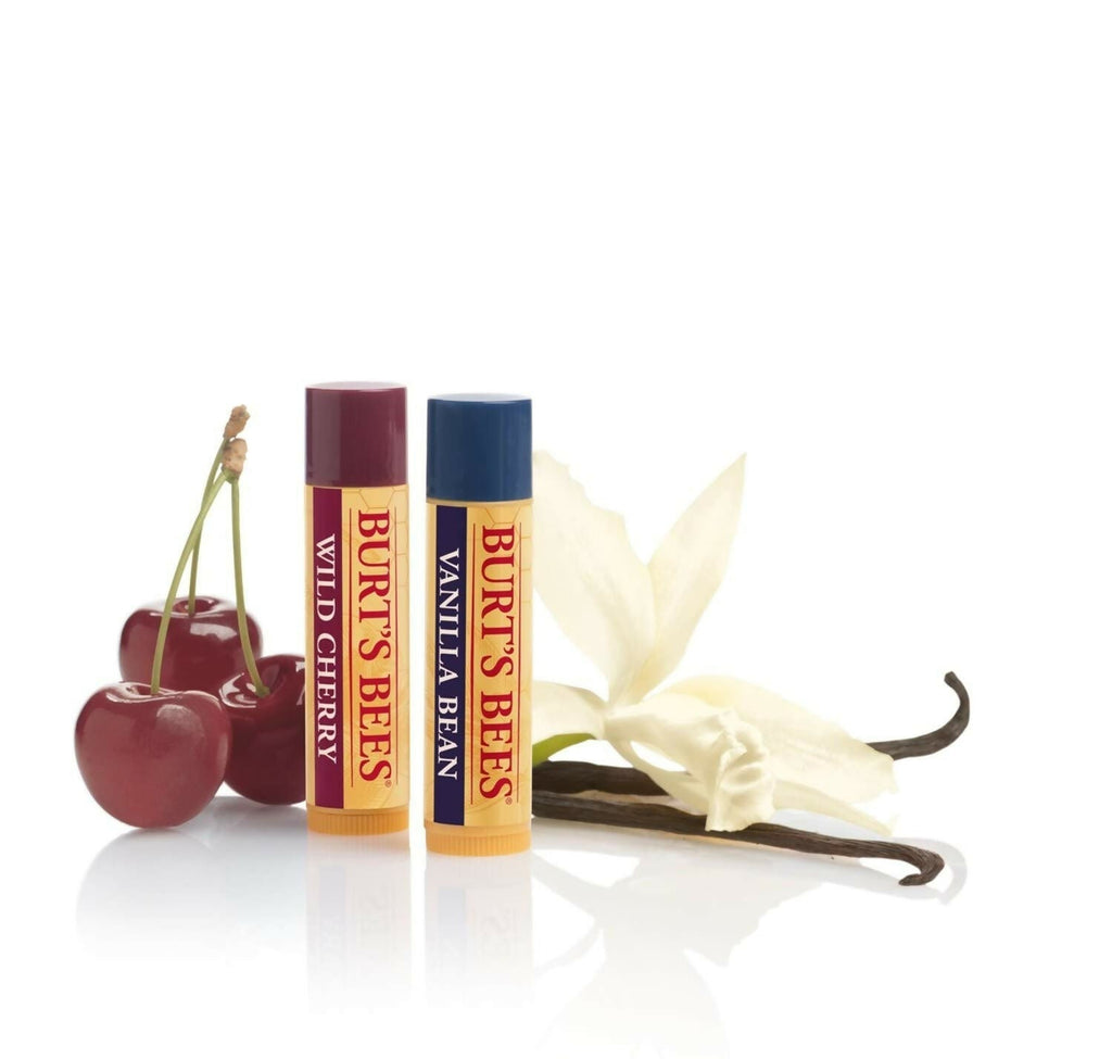 Burt's Bees Natural Moisturizing Lip Balms (Wild Cherry & Vanilla Bean) | Grocsy
