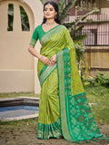 Shree Shyam Fashion Pochampalli Silk Light Green Saree | Grocsy