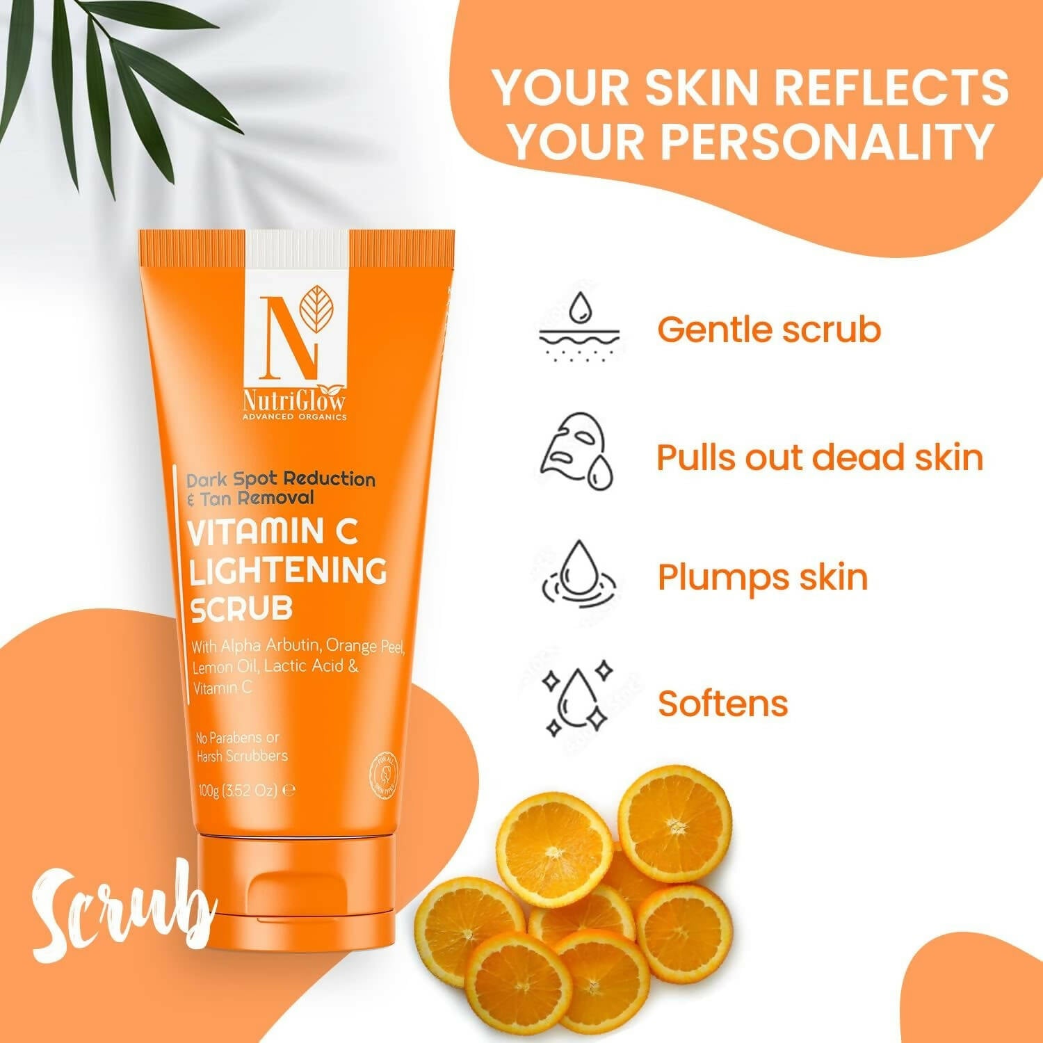 Nutriglow Advanced Organics Vitamin C Lightening Scrub | Grocsy