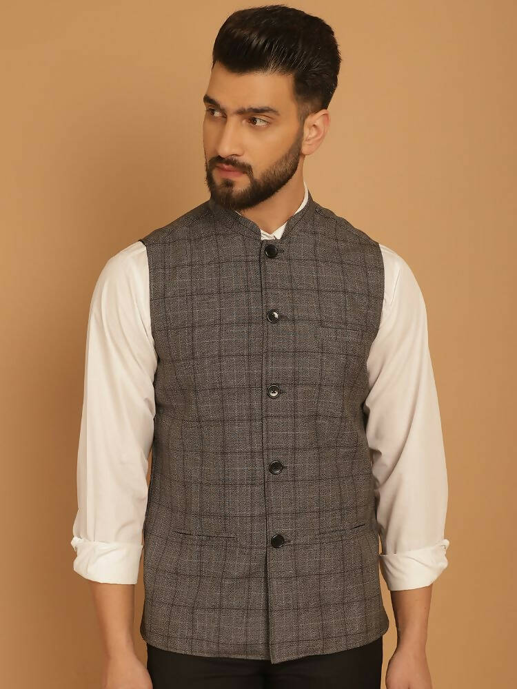 Even Apparels Nehru Jacket With Welt Pockets - Grey | Grocsy
