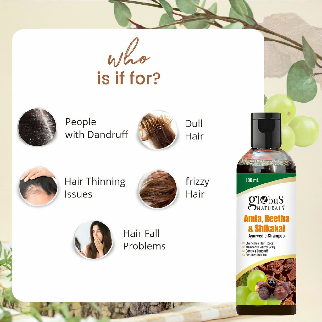 Globus Naturals Amla Reetha Shikakai Shampoo | Grocsy