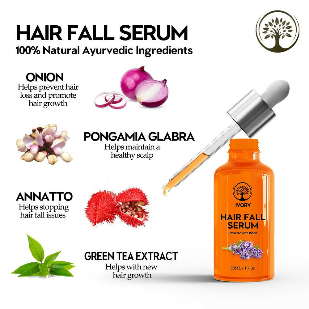 Ivory Natural Hair Fall Serum For Hair Fall & Soothes Scalp, For Men & Women | Grocsy