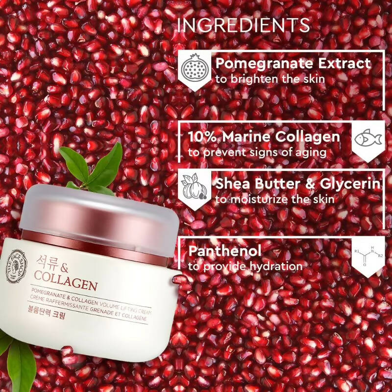 The Face Shop Pomegranate & Collagen Volume Lifting Cream - Korean Skincare | Grocsy
