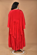 Morchari Kaftan Zari Embroidery Work Gown-Red | Grocsy