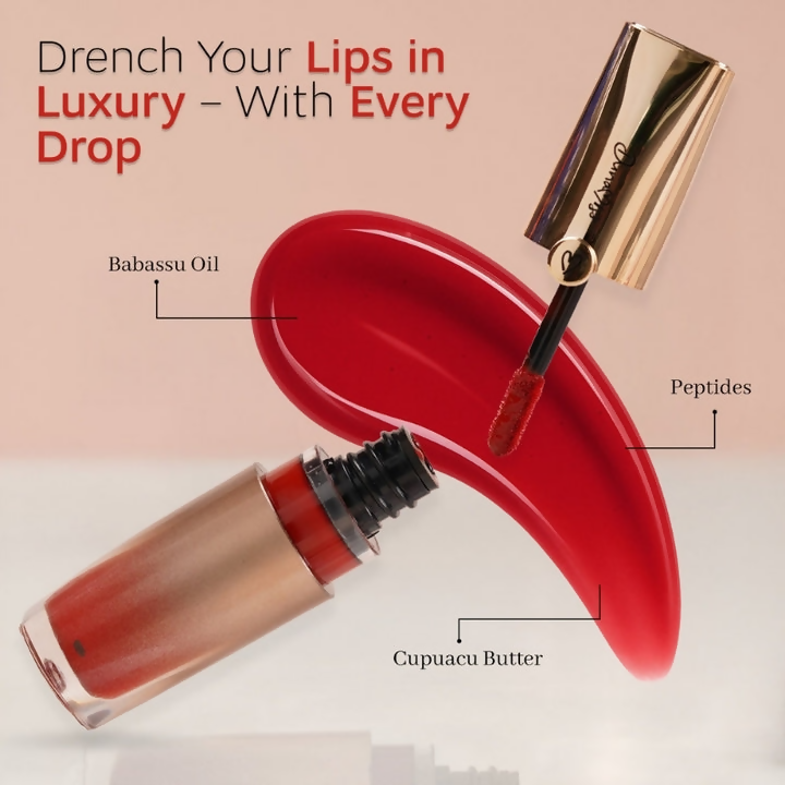 Dunamiss Ramona Hydrating Lip Oil Gloss Crimson Red Kiss | Grocsy