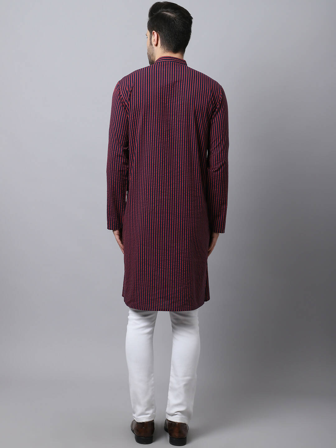 Even Apparels Black Pure Cotton Men's Kurta With Band Collar (STR1173) | Grocsy