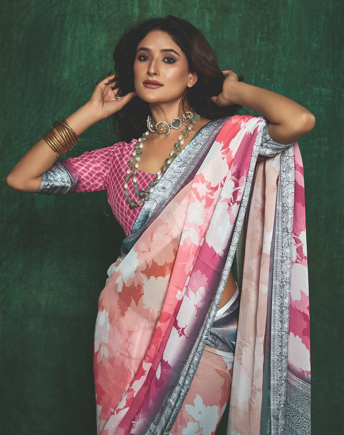 Joban Fashion Dola Silk With Zari Border Shaded Multi Color Work Saree | Grocsy