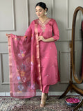 Light Pink Viscose chanderi Stitched Suit With Dupatta - Tanisha | Grocsy