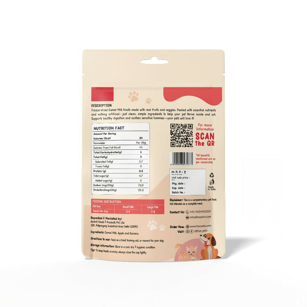 Hye Pets Super Treats For Super Pets – Freeze Dried Treats Made With Camel Milk, Apple & Banana | Grocsy