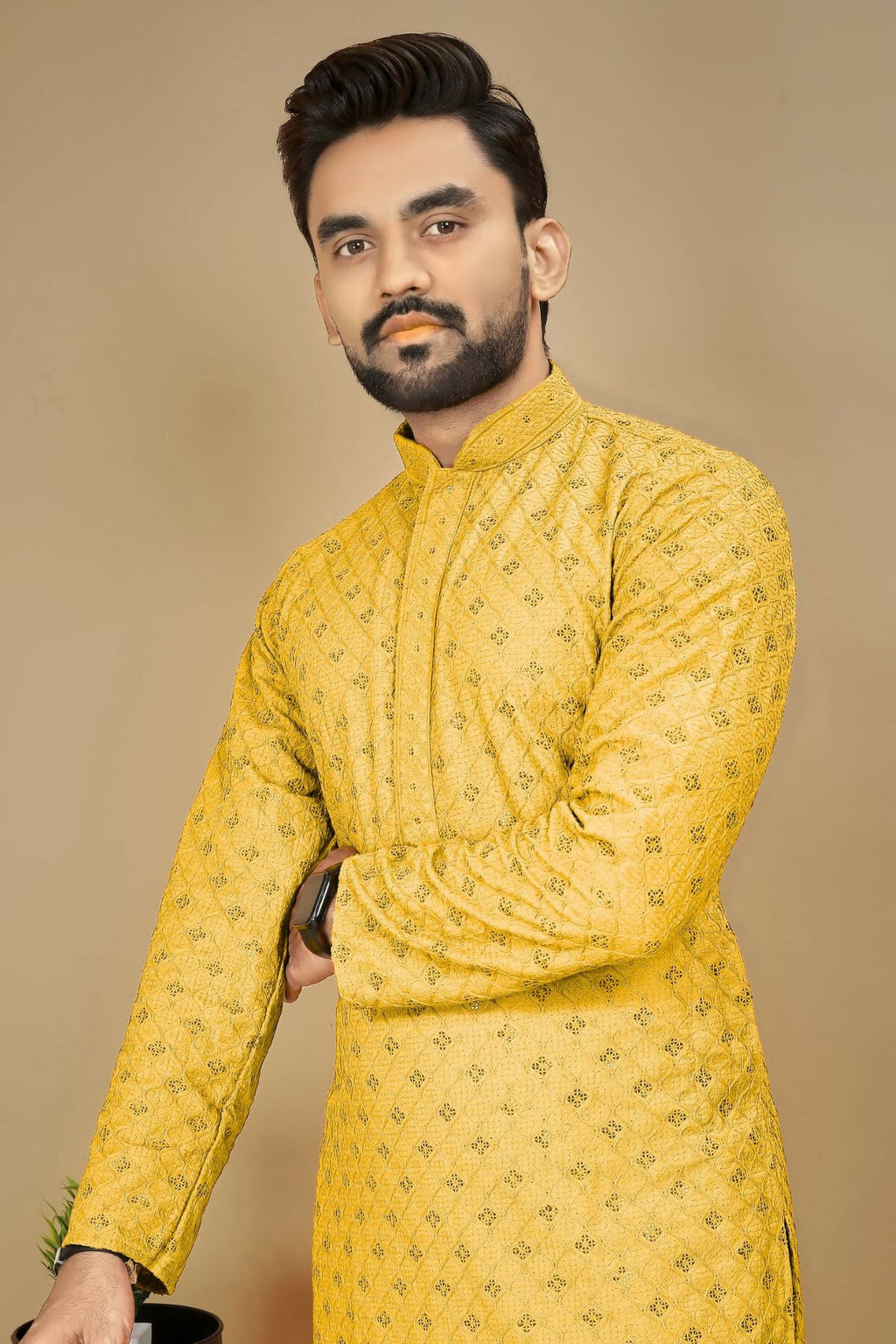 Anaita Yellow Embroidered Rayon Straight Kurta | Grocsy