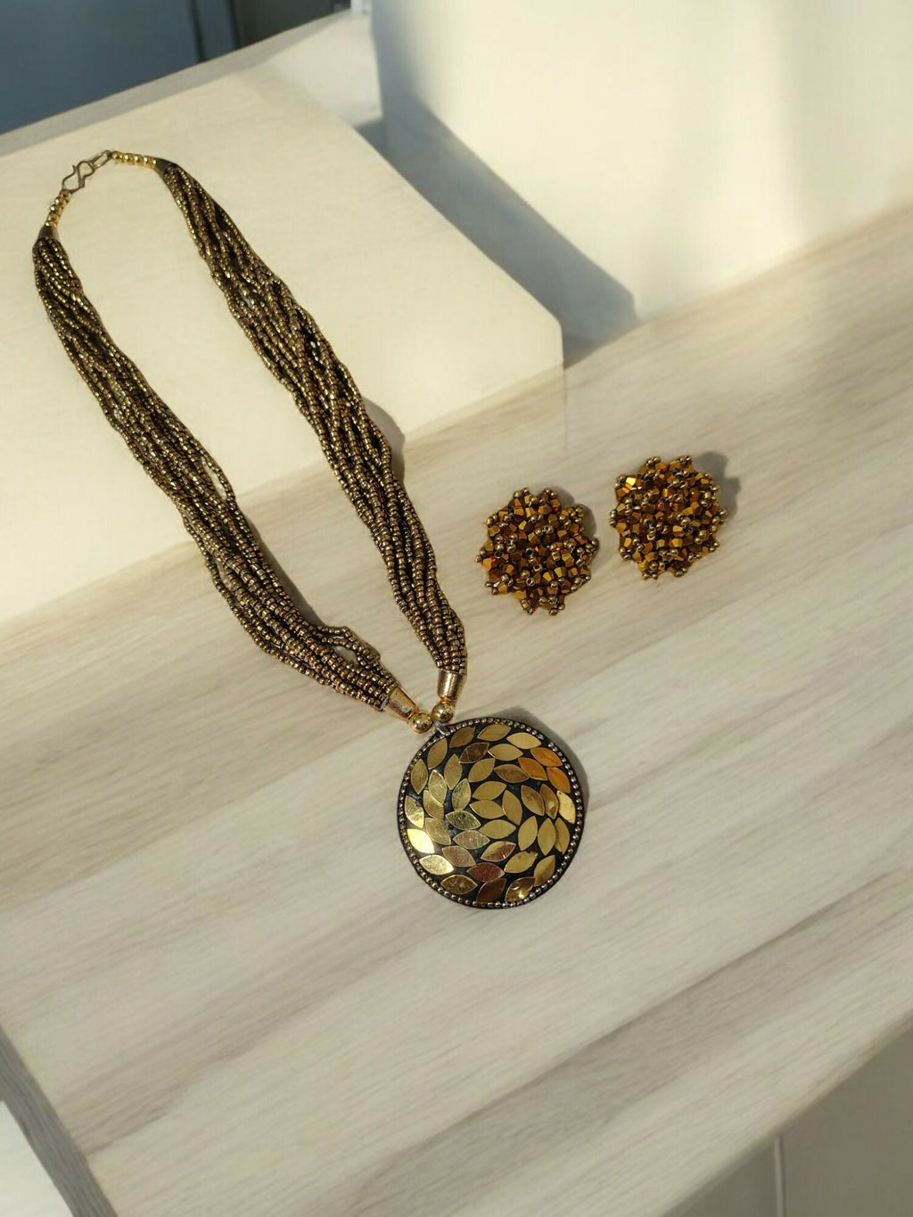 Inhanns All-Day Statement Beaded Necklace Set - Gold | Grocsy