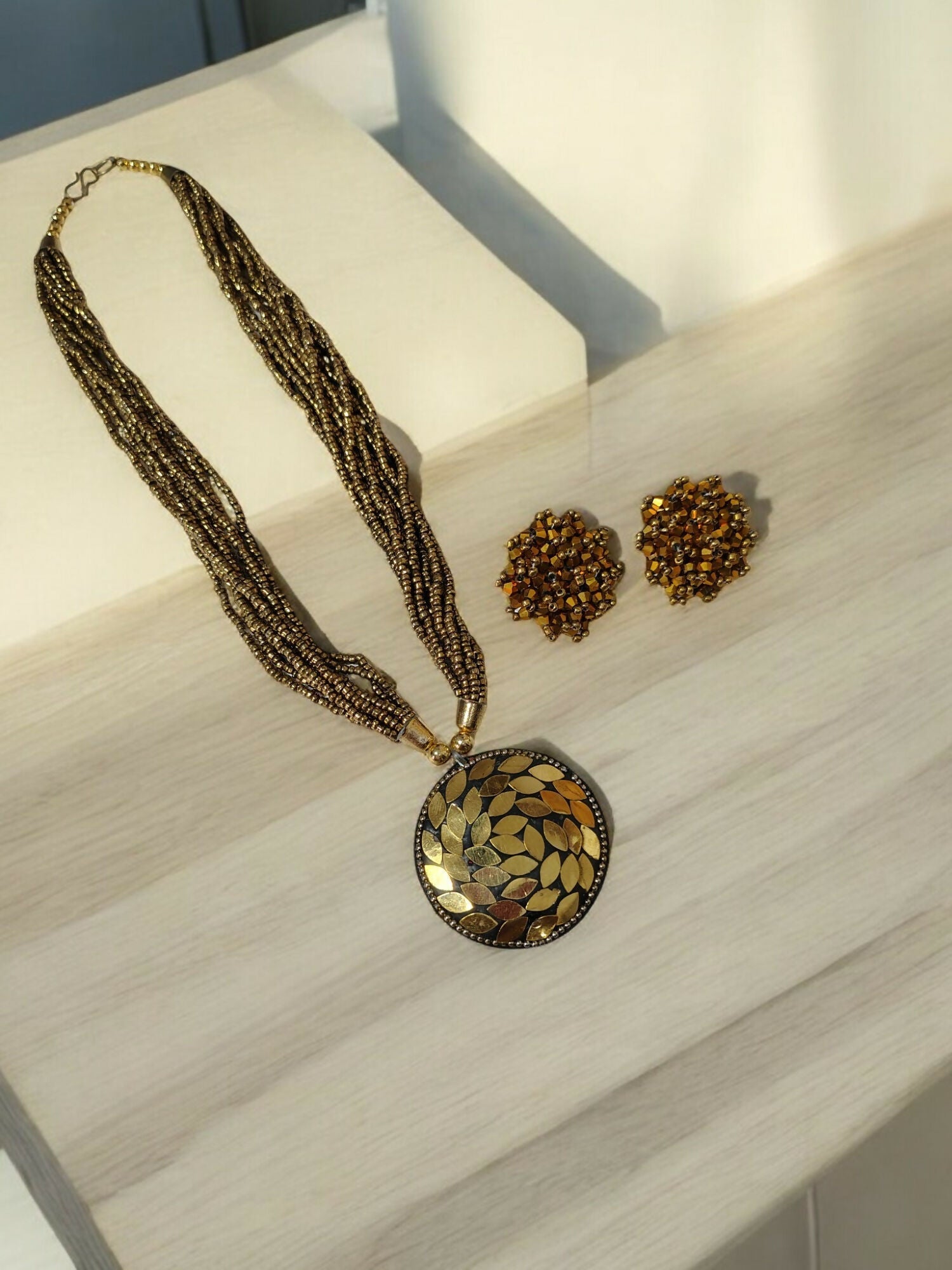 Inhanns All-Day Statement Beaded Necklace Set - Gold | Grocsy
