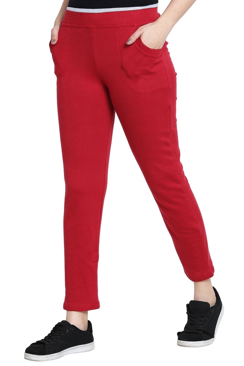 Asmaani Red color Hosiery Lower with Two Side Pockets. | Grocsy