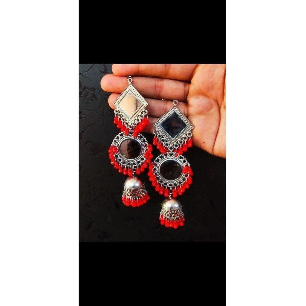 MS Fashion India Muskan Fancy Oxidized Mirror Jhumki Earrings | Grocsy