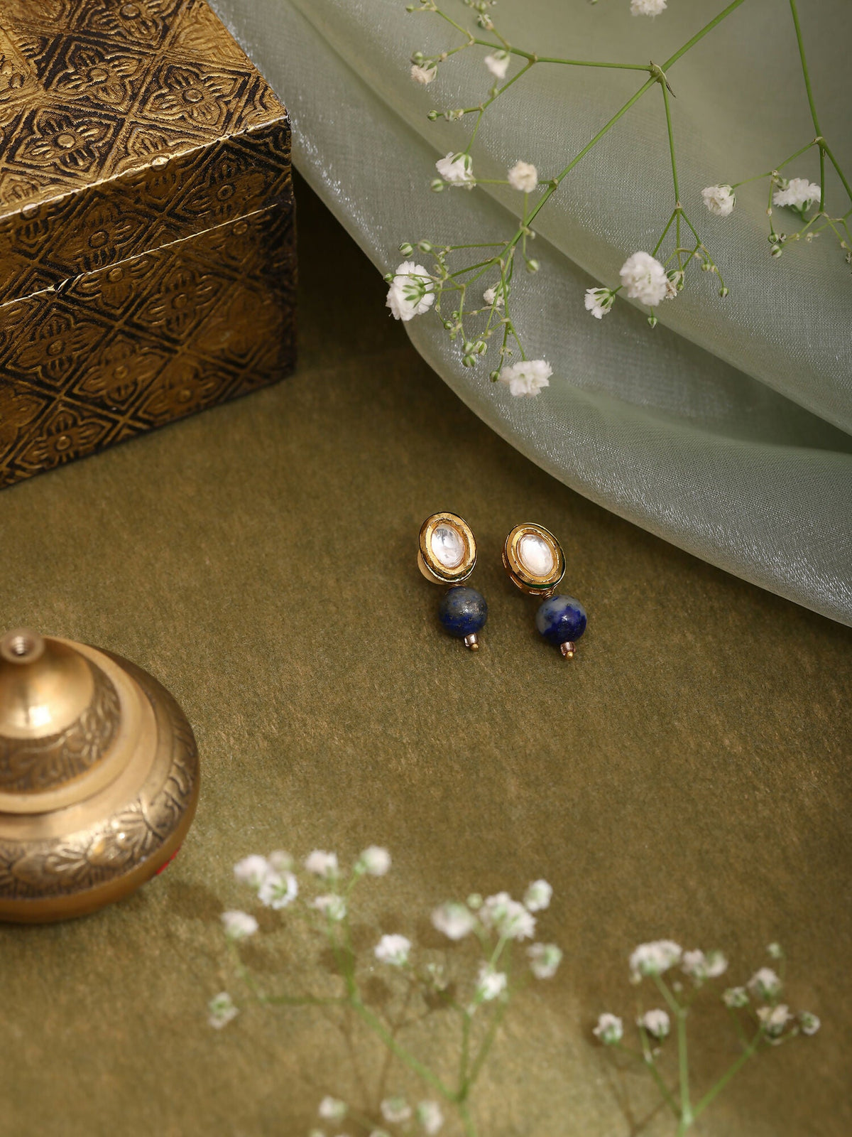 Ruby Raang Blue Lapis Lazuli Kundan Studs | Grocsy