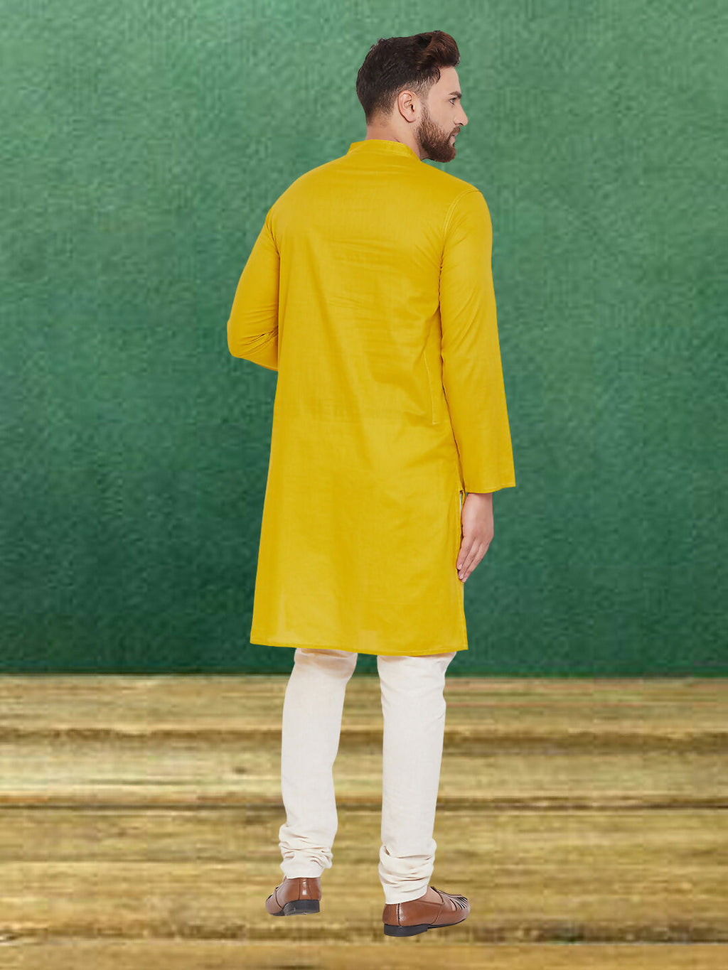 Even Apparels Men's Pure Cotton Yellow Kurta | Grocsy