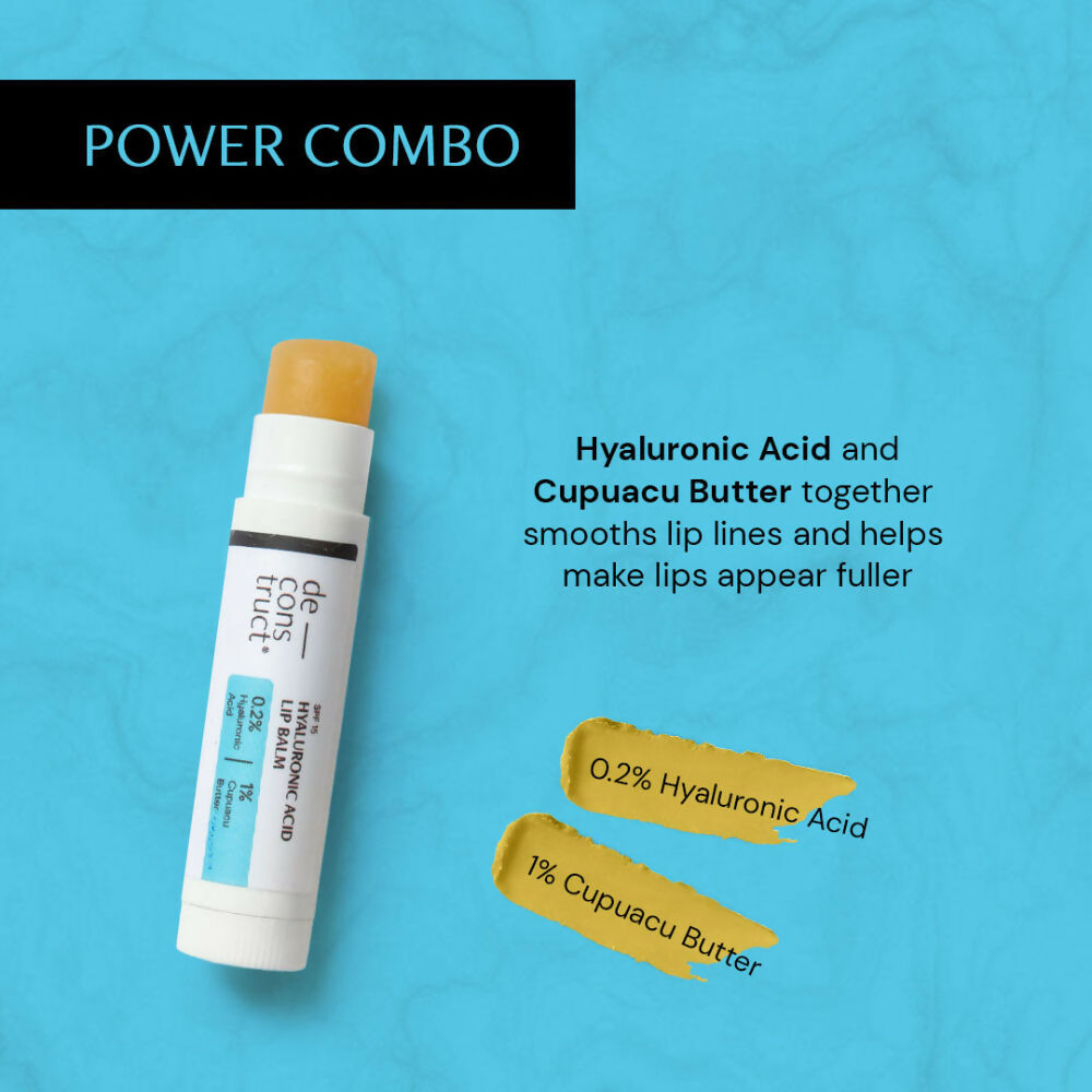 Deconstruct Hyaluronic Acid Lip Balm With 1% Cupuacu Butter - For Fuller lips, Dry Lips, Reduces Flakiness | Grocsy