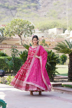 Joban Fashion Pink Viscose Jacquard Sequence Embroidery Work Kurta Set | Grocsy