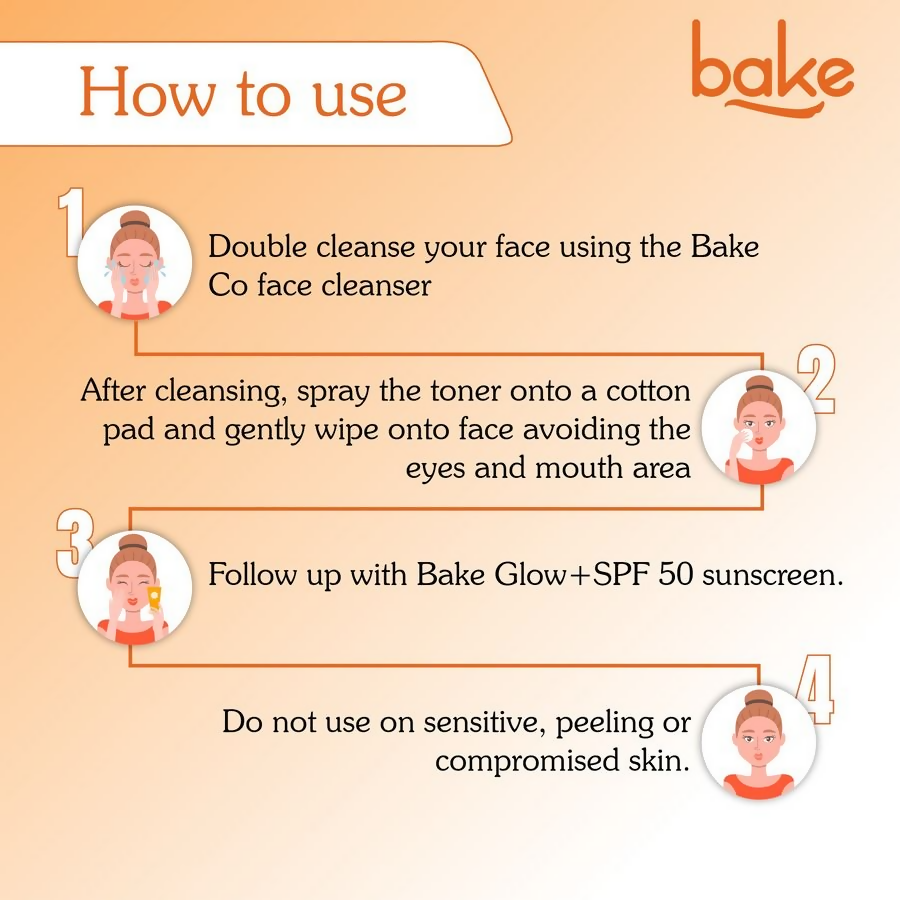 Bake 3% Vitamin C Toner With Niacinamide For Brightening & Glowing Skin | Grocsy
