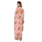 Women's Partywear Designer Peach Georgette Fancy Saree - Satrangi | Grocsy