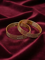 NVR Women Set of 2 Gold Plated CZ Stone Kada Bangle | Grocsy