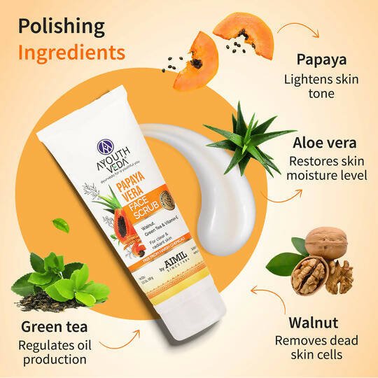 Ayouthveda Papaya Vera Face Scrub | Grocsy