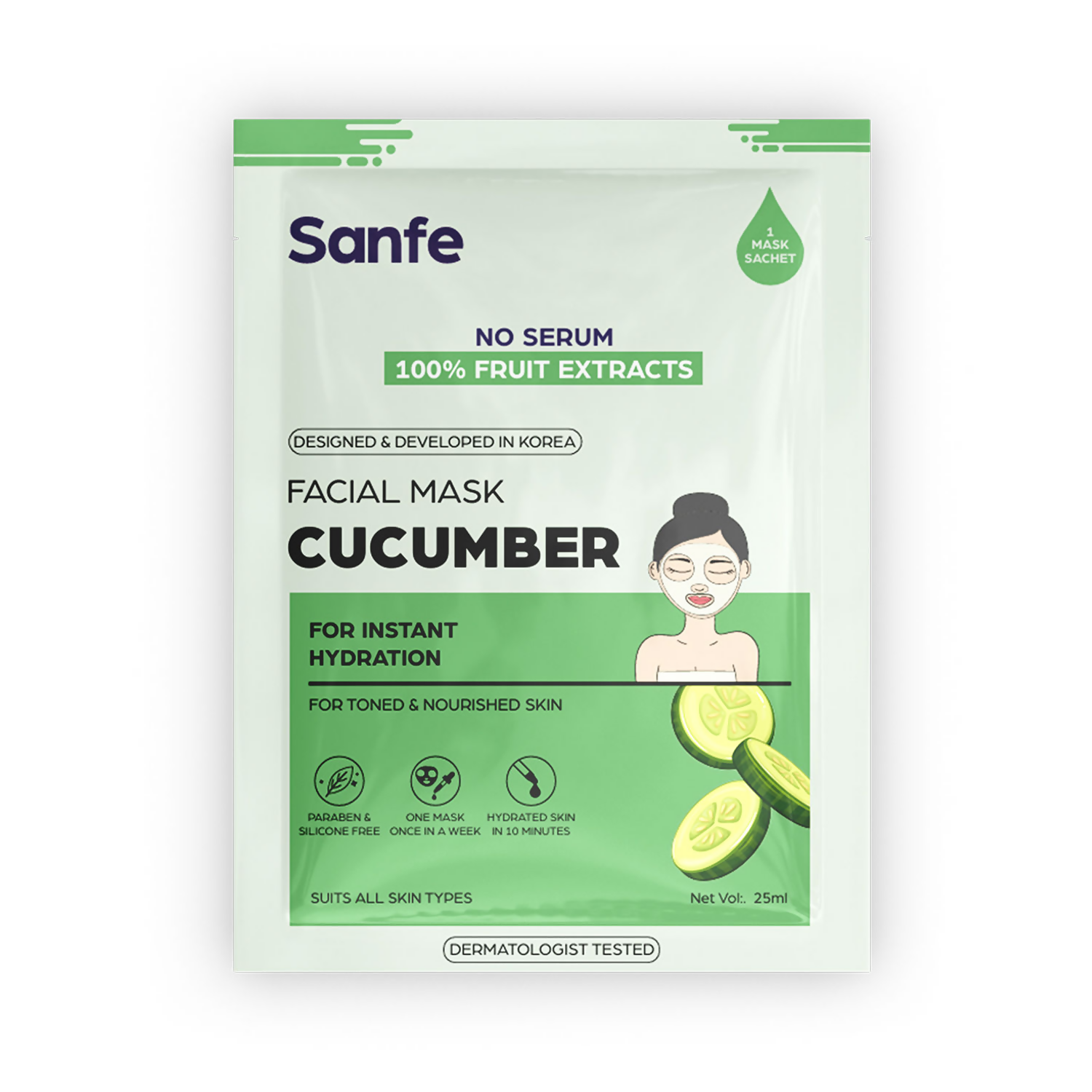 Sanfe Instant Hydration Cucumber Facial Mask | Grocsy